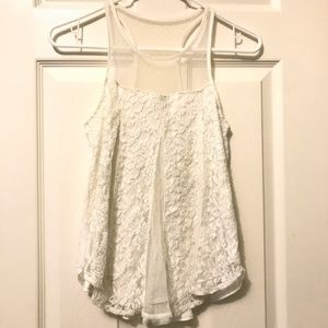 Lace and Net White Kids Tank Top